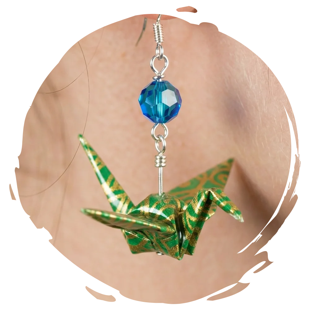 Flying Style Origami Crane Earrings