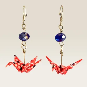 Chiyogami Origami Crane Earrings 002